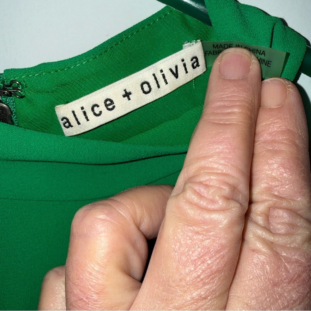 Alice + Olivia Vibrant Green Razor Back Dress - Picture 3 of 11